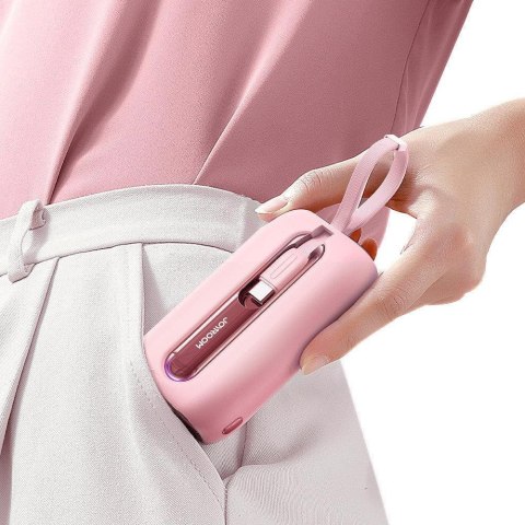 Powerbank 10000mAh Colorful Series 22.5W z kablami USB-C i Iphone Lightning różowy Powerbank 10000mAh Colorful Series 22.5W z kablami USB-C i Iphone Lightning różowy