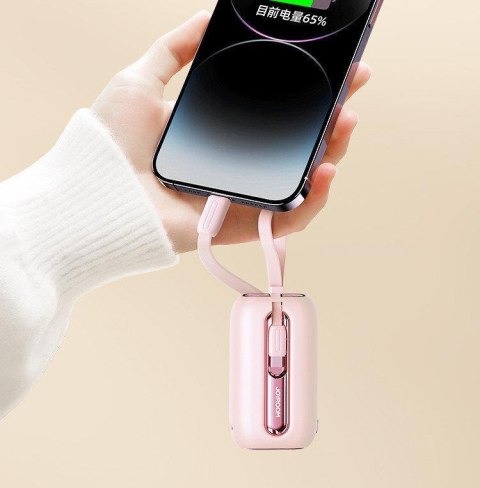 Powerbank 10000mAh Colorful Series 22.5W z kablami USB-C i Iphone Lightning różowy Powerbank 10000mAh Colorful Series 22.5W z kablami USB-C i Iphone Lightning różowy