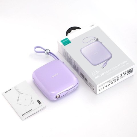 Powerbank 10000mAh Jelly Series 22.5W z kablem USB-C fioletowy Powerbank 10000mAh Jelly Series 22.5W z kablem USB-C fioletowy