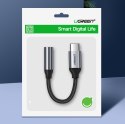 Przejściówka do słuchawek z Mini Jack 3.5 mm na USB-C 10cm - szary