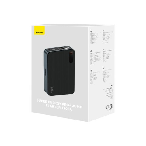 3w1 Rozruch auta Jump Starter 1200A + powerbank 7200mAh + latarka LED - czarny 3w1 Rozruch auta Jump Starter 1200A + powerbank 7200mAh + latarka LED - czarny