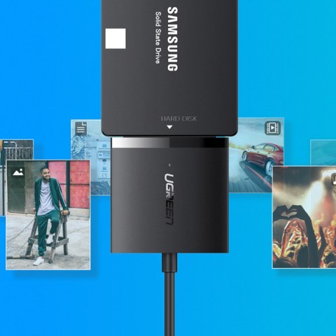 Kabel Adapter do dysku HDD i SSD SATA 2.5'' / 3.5'' USB 3.0 do 12TB - czarny Kabel Adapter do dysku HDD i SSD SATA 2.5'' / 3.5'' USB 3.0 do 12TB - czarny