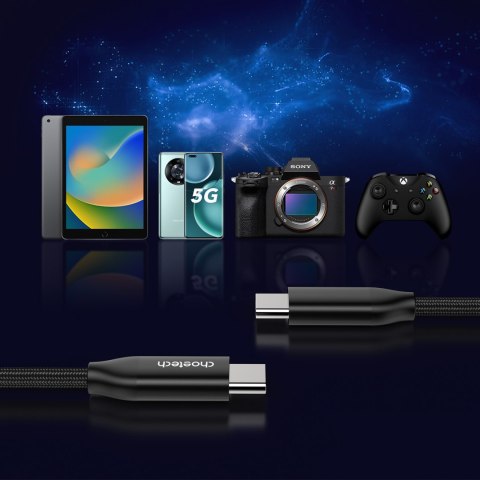 Kabel przewód do ładowania i transmisji danych USB-C 1m - czarny Kabel przewód do ładowania i transmisji danych USB-C 1m - czarny