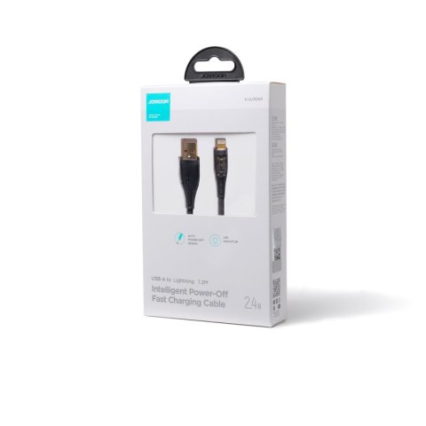 Kabel przewód z inteligentnym wyłącznikiem USB-A - iPhone Lightning 1.2m - czarny Kabel przewód z inteligentnym wyłącznikiem USB-A - iPhone Lightning 1.2m - czarny