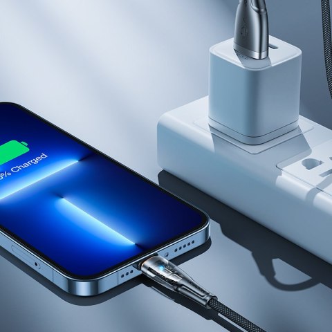Kabel przewód z inteligentnym wyłącznikiem USB-A - iPhone Lightning 1.2m - czarny Kabel przewód z inteligentnym wyłącznikiem USB-A - iPhone Lightning 1.2m - czarny
