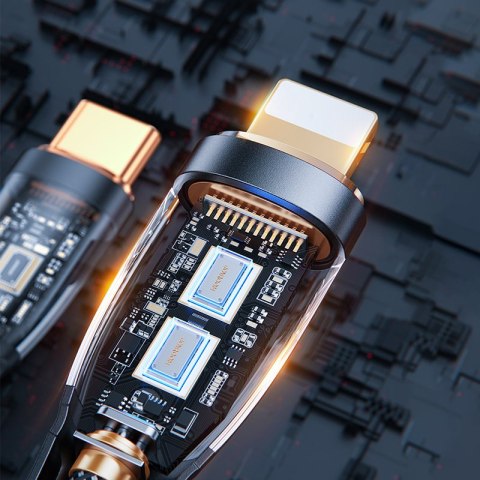 Kabel przewód z inteligentnym wyłącznikiem USB-C - iPhone Lightning 1.2m - czarny Kabel przewód z inteligentnym wyłącznikiem USB-C - iPhone Lightning 1.2m - czarny