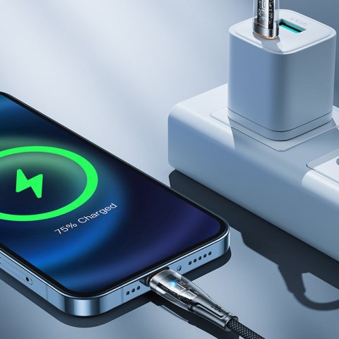 Kabel przewód z inteligentnym wyłącznikiem USB-C - iPhone Lightning 1.2m - czarny Kabel przewód z inteligentnym wyłącznikiem USB-C - iPhone Lightning 1.2m - czarny