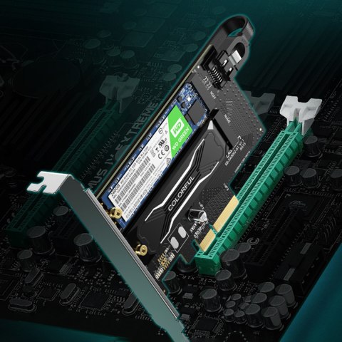 Karta rozszerzeń adapter PCIe 3.0 x4 dodatkowe dwa sloty SSD M.2 M-Key i M.2 B-Key Karta rozszerzeń adapter PCIe 3.0 x4 dodatkowe dwa sloty SSD M.2 M-Key i M.2 B-Key