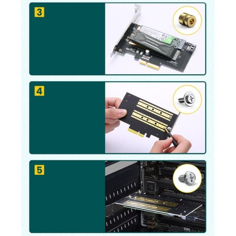 Karta rozszerzeń adapter PCIe 3.0 x4 dodatkowe dwa sloty SSD M.2 M-Key i M.2 B-Key Karta rozszerzeń adapter PCIe 3.0 x4 dodatkowe dwa sloty SSD M.2 M-Key i M.2 B-Key