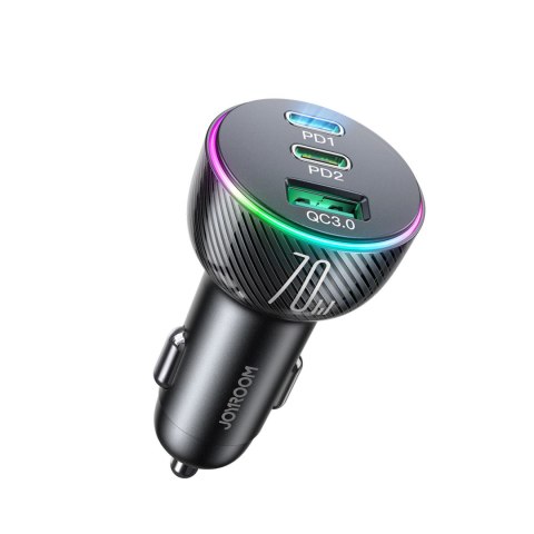 Ładowarka samochodowa do zapalniczki 3 porty USB i 2x USB-C 70W - czarna Ładowarka samochodowa do zapalniczki 3 porty USB i 2x USB-C 70W - czarna
