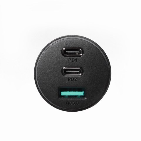 Ładowarka samochodowa do zapalniczki 3 porty USB i 2x USB-C 70W - czarna Ładowarka samochodowa do zapalniczki 3 porty USB i 2x USB-C 70W - czarna