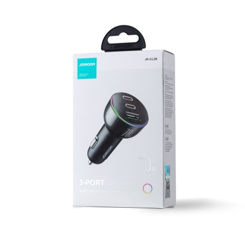 Ładowarka samochodowa do zapalniczki 3 porty USB i 2x USB-C 70W - czarna Ładowarka samochodowa do zapalniczki 3 porty USB i 2x USB-C 70W - czarna