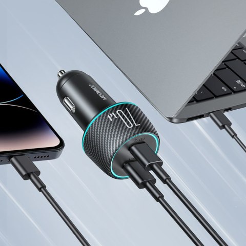 Ładowarka samochodowa podwójna 2x USB-C 70W z podświetleniem LED JR-CCN02 - czarna Ładowarka samochodowa podwójna 2x USB-C 70W z podświetleniem LED JR-CCN02 - czarna