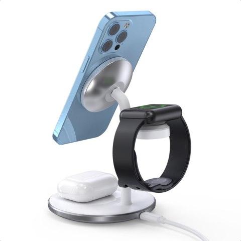 Ładowarka stacja ładująca Apple T585-F 3w1 iPhone 12/13 AirPods Pro Watch - biały Ładowarka stacja ładująca Apple T585-F 3w1 iPhone 12/13 AirPods Pro Watch - biały