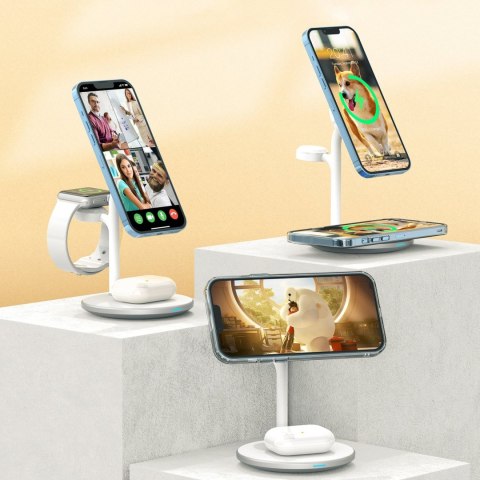 Ładowarka stacja ładująca Apple T585-F 3w1 iPhone 12/13 AirPods Pro Watch - biały Ładowarka stacja ładująca Apple T585-F 3w1 iPhone 12/13 AirPods Pro Watch - biały