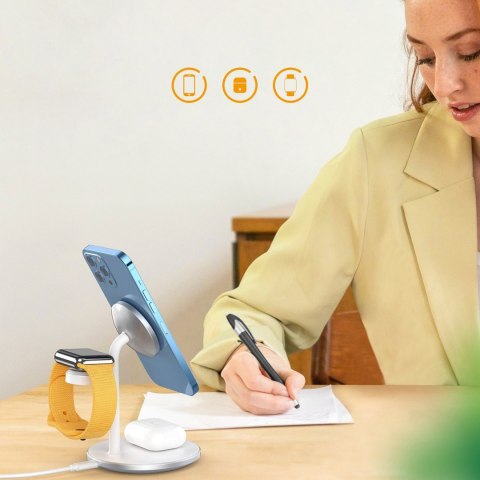 Ładowarka stacja ładująca Apple T585-F 3w1 iPhone 12/13 AirPods Pro Watch - biały Ładowarka stacja ładująca Apple T585-F 3w1 iPhone 12/13 AirPods Pro Watch - biały