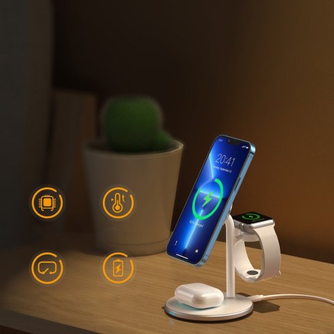Ładowarka stacja ładująca Apple T585-F 3w1 iPhone 12/13 AirPods Pro Watch - biały Ładowarka stacja ładująca Apple T585-F 3w1 iPhone 12/13 AirPods Pro Watch - biały