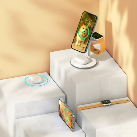 Ładowarka stacja ładująca Apple T585-F 3w1 iPhone 12/13 AirPods Pro Watch - biały Ładowarka stacja ładująca Apple T585-F 3w1 iPhone 12/13 AirPods Pro Watch - biały