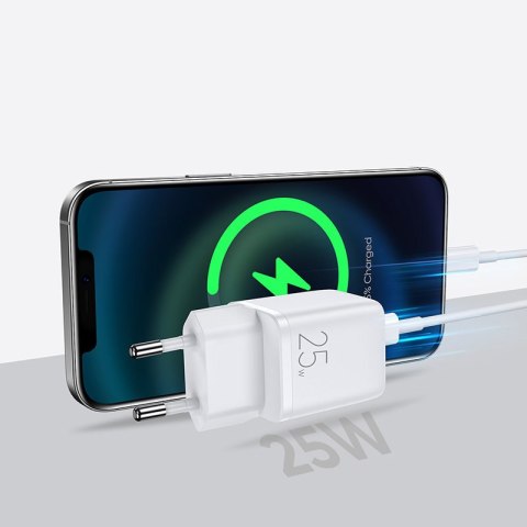 Mała szybka ładowarka zasilacz USB-C PD 5-12V 25W - biały Mała szybka ładowarka zasilacz USB-C PD 5-12V 25W - biały