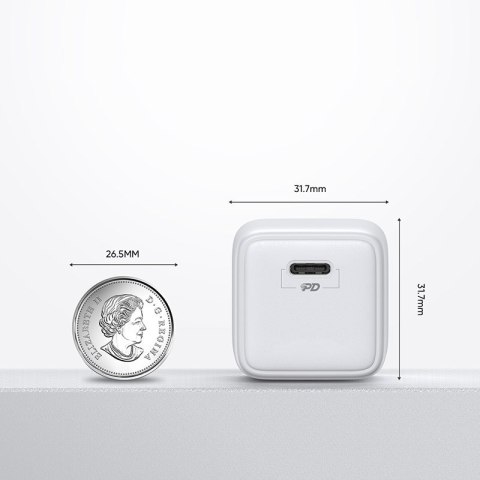 Mała szybka ładowarka zasilacz USB-C PD 5-12V 25W - biały Mała szybka ładowarka zasilacz USB-C PD 5-12V 25W - biały