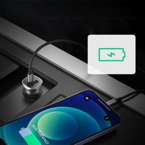 Szybka ładowarka samochodowa USB-A i USB-C 30W PD PPS - szara Szybka ładowarka samochodowa USB-A i USB-C 30W PD PPS - szara