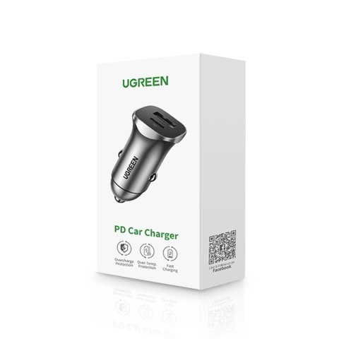 Szybka ładowarka samochodowa USB-A i USB-C 30W PD PPS - szara Szybka ładowarka samochodowa USB-A i USB-C 30W PD PPS - szara