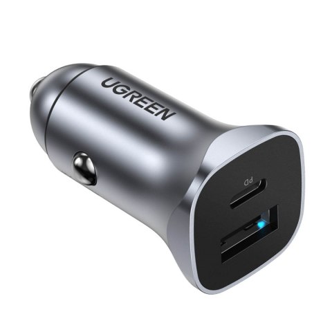 Szybka ładowarka samochodowa USB-A i USB-C 30W PD PPS - szara Szybka ładowarka samochodowa USB-A i USB-C 30W PD PPS - szara