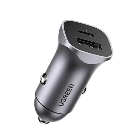 Szybka ładowarka samochodowa USB-A i USB-C 30W PD PPS - szara Szybka ładowarka samochodowa USB-A i USB-C 30W PD PPS - szara