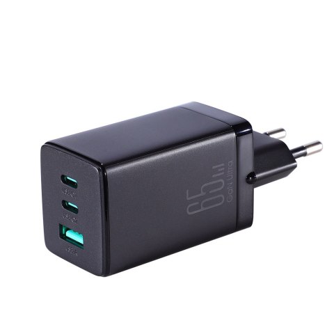 Szybka ładowarka sieciowa GaN USB 2x USB-C + kabel USB-C 1.2m - czarna Szybka ładowarka sieciowa GaN USB 2x USB-C + kabel USB-C 1.2m - czarna