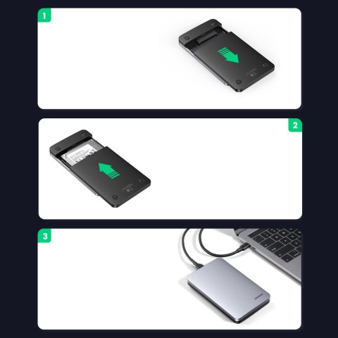 Kieszeń obudowa na dysk twardy 2.5'' SATA 3.0 6Gbps + kabel USB - USB-C 0.5m szary Kieszeń obudowa na dysk twardy 2.5'' SATA 3.0 6Gbps + kabel USB - USB-C 0.5m szary