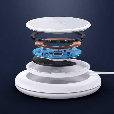 Ładowarka bezprzewodowa Qi 15W z silikonowym etui kompatybilna z MagSafe biały Ładowarka bezprzewodowa Qi 15W z silikonowym etui kompatybilna z MagSafe biały