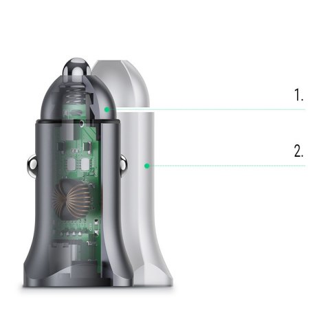 Ładowarka samochodowa USB-C USB 24W Power Delivery Quick Charge szary Ładowarka samochodowa USB-C USB 24W Power Delivery Quick Charge szary