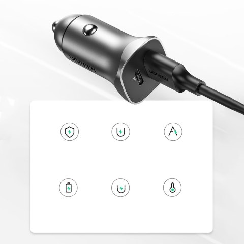 Ładowarka samochodowa USB-C USB 24W Power Delivery Quick Charge szary Ładowarka samochodowa USB-C USB 24W Power Delivery Quick Charge szary