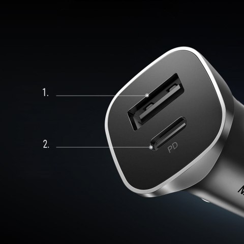 Ładowarka samochodowa USB-C USB 24W Power Delivery Quick Charge szary Ładowarka samochodowa USB-C USB 24W Power Delivery Quick Charge szary