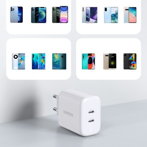 Ładowarka sieciowa do telefonu 2x USB-C 40W Power Delivery biały Ładowarka sieciowa do telefonu 2x USB-C 40W Power Delivery biały