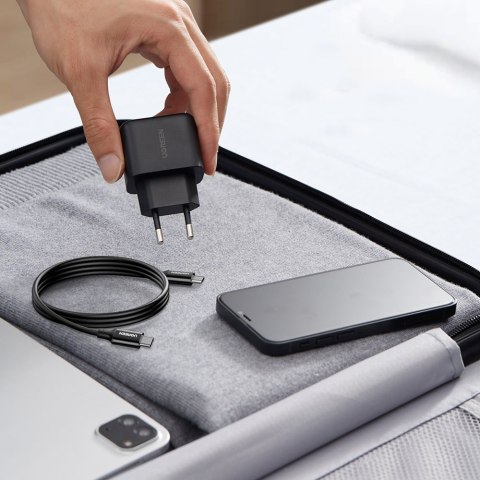 Ładowarka sieciowa do telefonu USB-C 25W PD + kabel USB-C 2m czarny Ładowarka sieciowa do telefonu USB-C 25W PD + kabel USB-C 2m czarny