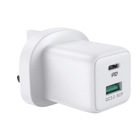 Ładowarka sieciowa do telefonu USB-C USB 30W PD QC 4.5A angielska wtyczka UK biały Ładowarka sieciowa do telefonu USB-C USB 30W PD QC 4.5A angielska wtyczka UK biały