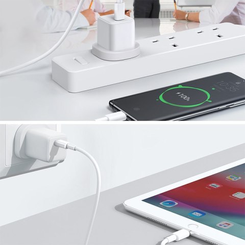 Ładowarka sieciowa do telefonu USB-C USB 30W PD QC 4.5A angielska wtyczka UK biały Ładowarka sieciowa do telefonu USB-C USB 30W PD QC 4.5A angielska wtyczka UK biały