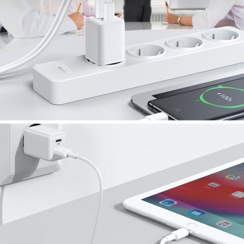 Ładowarka sieciowa wtyczka EU USB USB-C 30W PD QC AFC FCP biała Ładowarka sieciowa wtyczka EU USB USB-C 30W PD QC AFC FCP biała