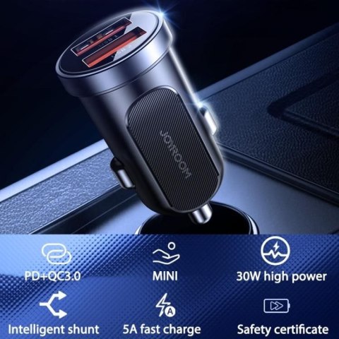 Mini szybka ładowarka samochodowa 2x USB 30W QC SCP PD AFC czarny Mini szybka ładowarka samochodowa 2x USB 30W QC SCP PD AFC czarny