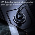 Mini szybka ładowarka samochodowa 2x USB 30W QC SCP PD AFC czarny