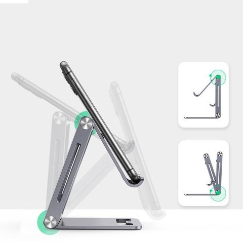 Solidna składana podstawka na telefon tablet metalowa aluminiowa szary Solidna składana podstawka na telefon tablet metalowa aluminiowa szary