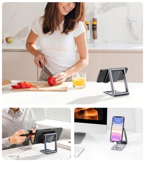 Solidna składana podstawka na telefon tablet metalowa aluminiowa szary Solidna składana podstawka na telefon tablet metalowa aluminiowa szary