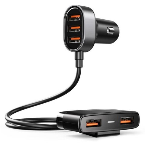 Szybka ładowarka samochodowa 5x USB 6.2A z przedłużaczem czarny Szybka ładowarka samochodowa 5x USB 6.2A z przedłużaczem czarny