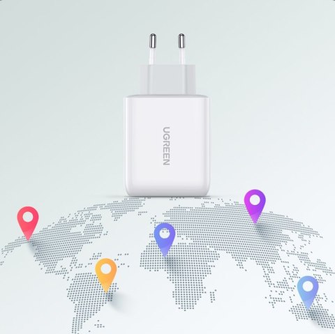 Szybka ładowarka sieciowa USB-C + USB 36 W Quick Charge 4.0 Power Delivery biały Szybka ładowarka sieciowa USB-C + USB 36 W Quick Charge 4.0 Power Delivery biały