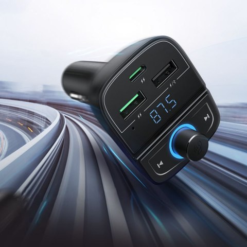 Transmiter FM MP3 Bluetooth 5.0 ładowarka samochodowa 3x USB TF microSD czarny Transmiter FM MP3 Bluetooth 5.0 ładowarka samochodowa 3x USB TF microSD czarny
