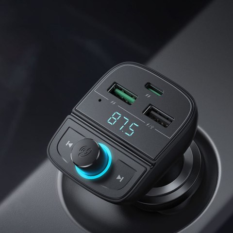 Transmiter FM MP3 Bluetooth 5.0 ładowarka samochodowa 3x USB TF microSD czarny Transmiter FM MP3 Bluetooth 5.0 ładowarka samochodowa 3x USB TF microSD czarny