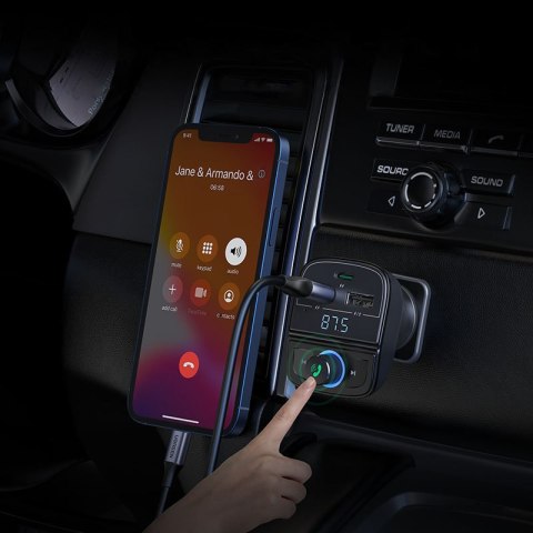 Transmiter FM MP3 Bluetooth 5.0 ładowarka samochodowa 3x USB TF microSD czarny Transmiter FM MP3 Bluetooth 5.0 ładowarka samochodowa 3x USB TF microSD czarny