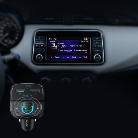Transmiter FM MP3 Bluetooth 5.0 ładowarka samochodowa 3x USB TF microSD czarny Transmiter FM MP3 Bluetooth 5.0 ładowarka samochodowa 3x USB TF microSD czarny
