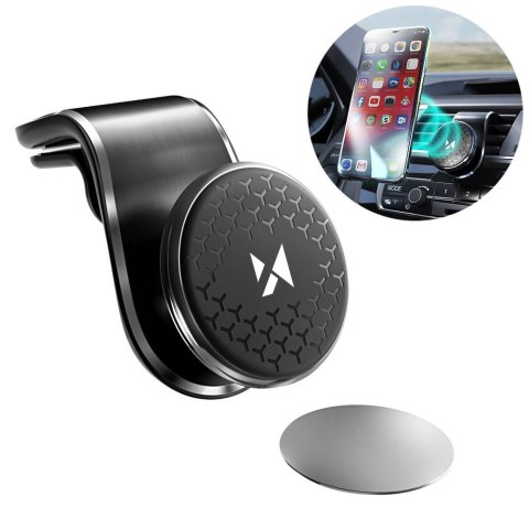 Uchwyt magnetyczny na telefon do kratki samochodu obrotowy 360 czarny Uchwyt magnetyczny na telefon do kratki samochodu obrotowy 360 czarny
